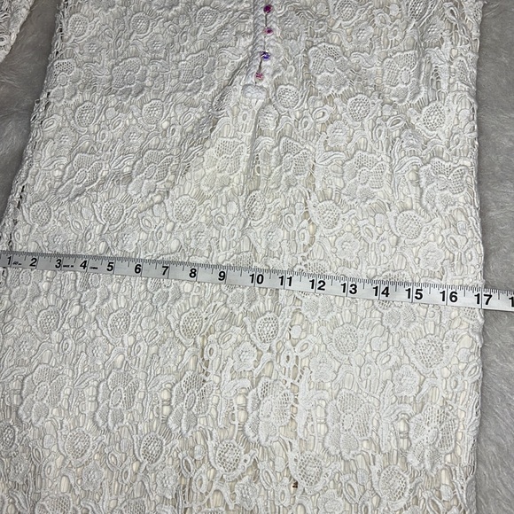 DVF Lace White Partially Lined Button Front Silk Blend Midi Dress - Picture 10 of 12